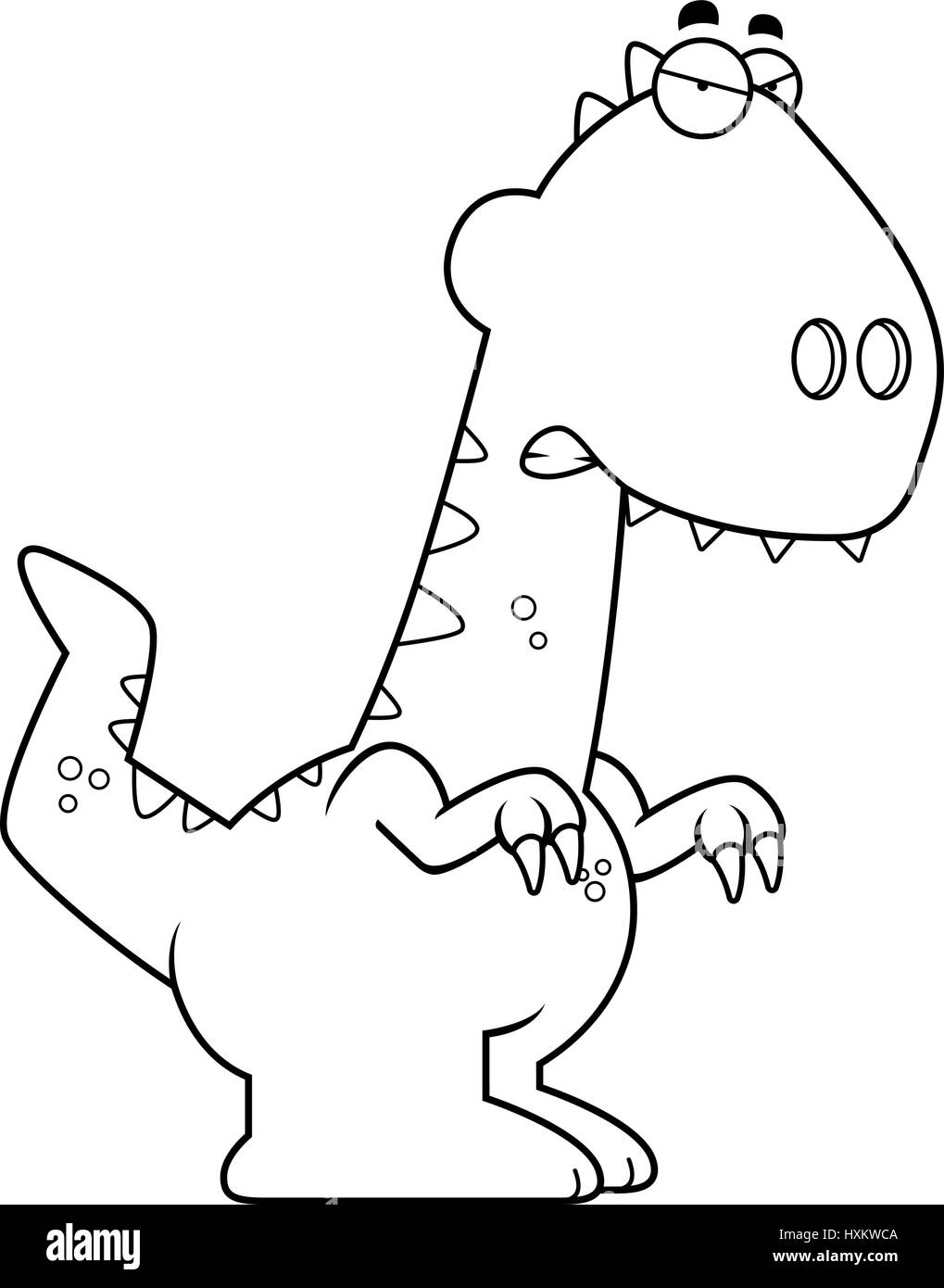 A cartoon illustration of a Velociraptor dinosaur looking angry. Stock Vector