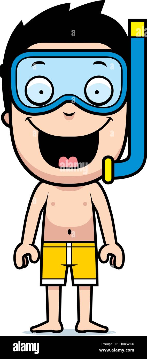 Cartoon illustration boy snorkeling mask hires stock photography and