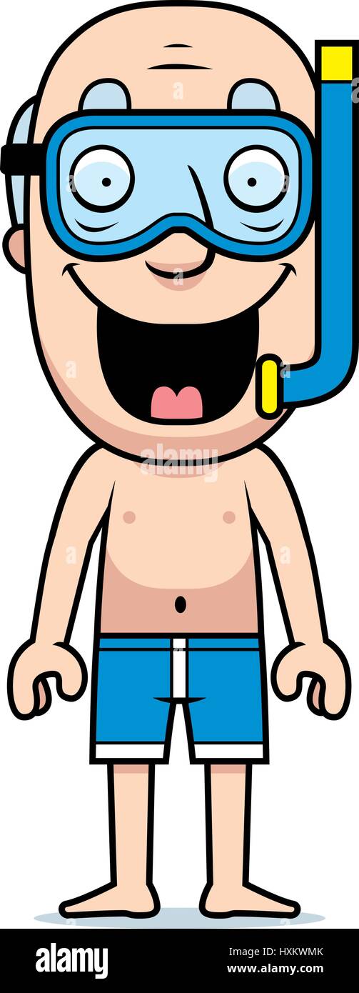 A cartoon illustration of a man with a snorkeling mask on Stock Vector ...