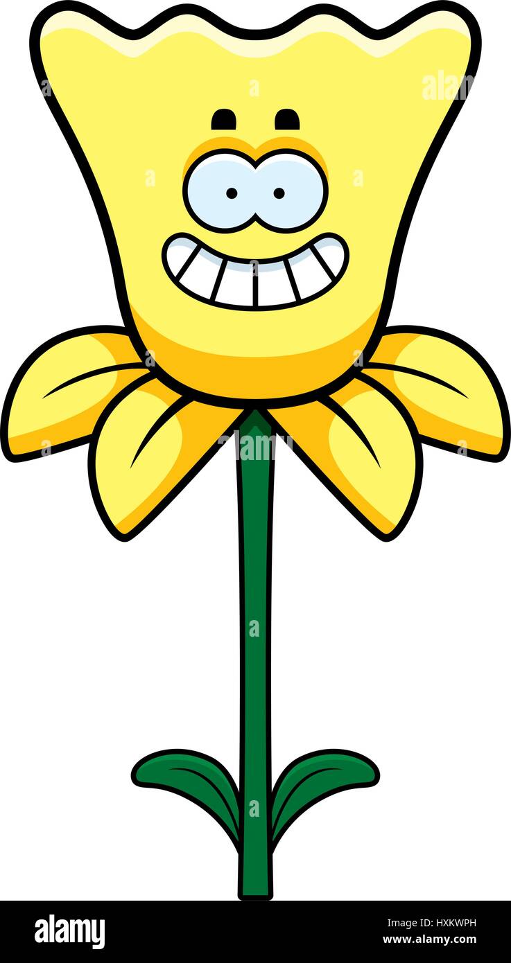 A cartoon illustration of a daffodil looking happy Stock Vector Image