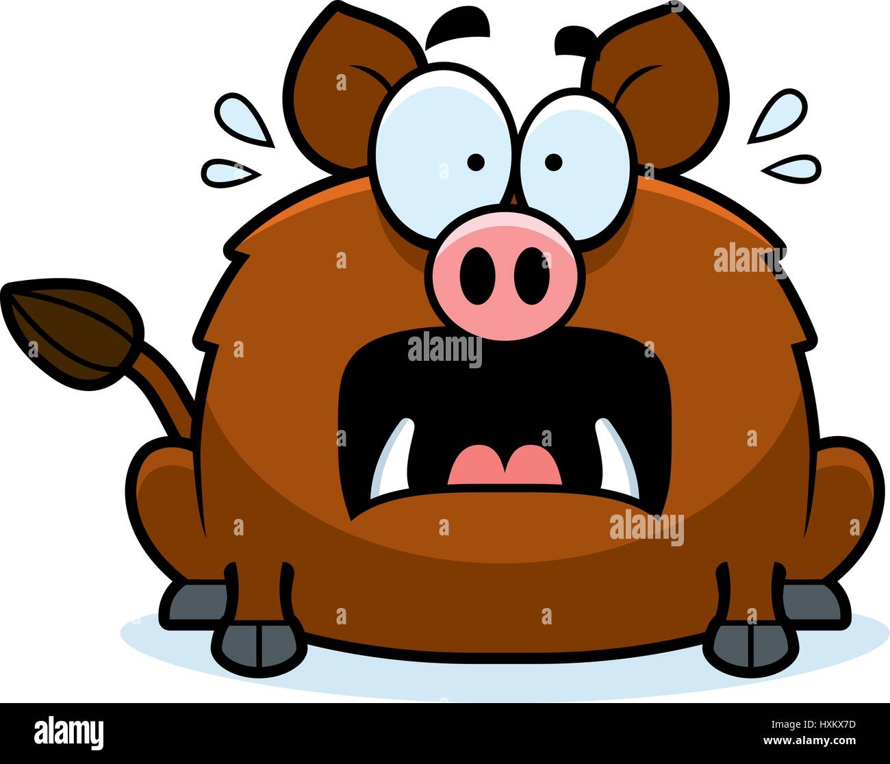 A cartoon illustration of a boar looking scared Stock Vector Image