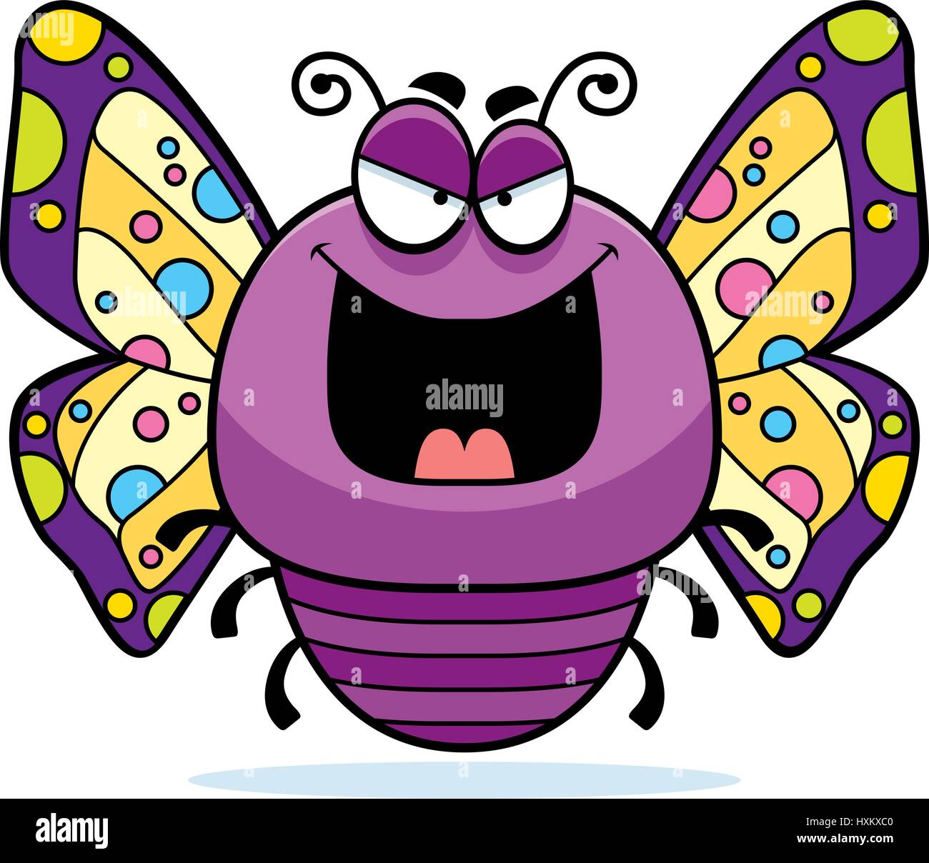 A cartoon illustration of an evil looking butterfly Stock Vector Image