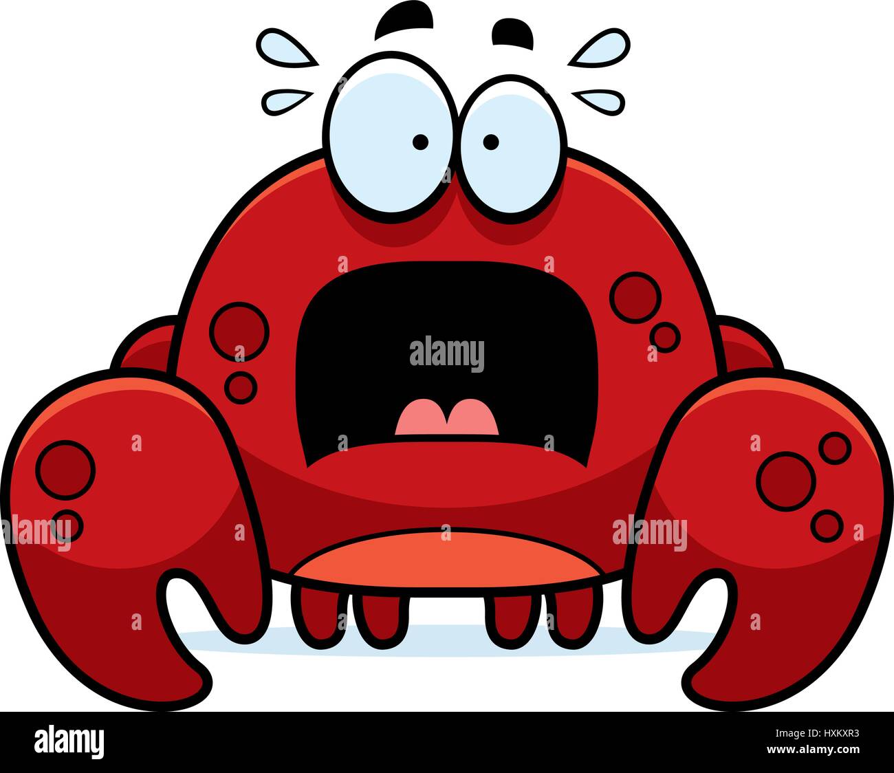 A cartoon illustration of a crab looking scared Stock Vector Image