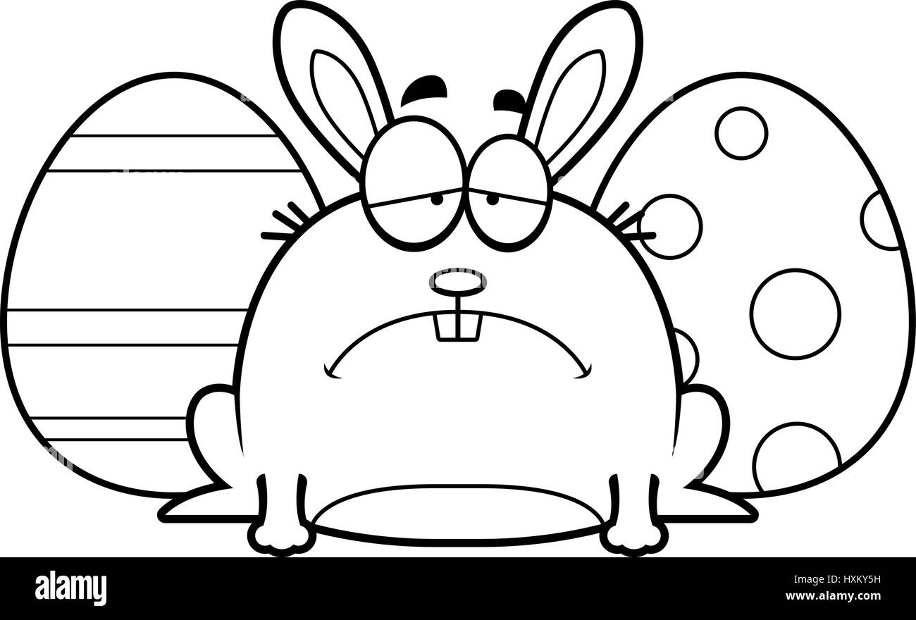 A Cartoon Illustration Of The Easter Bunny Looking Depressed Stock