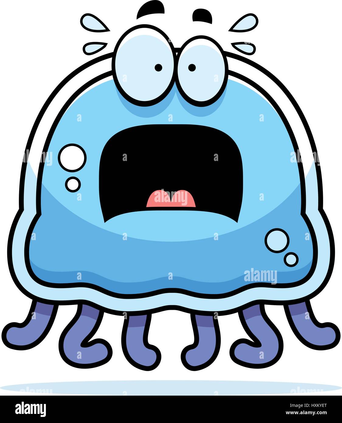A cartoon illustration of a jellyfish looking scared Stock Vector Image