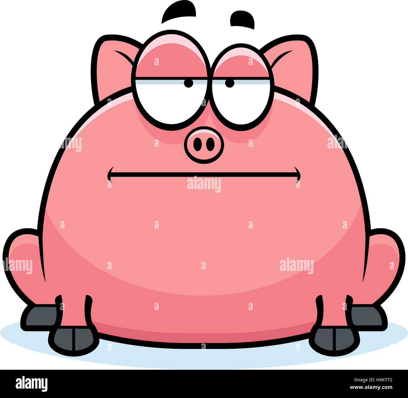 A cartoon illustration of a little pig looking calm. Stock Vector