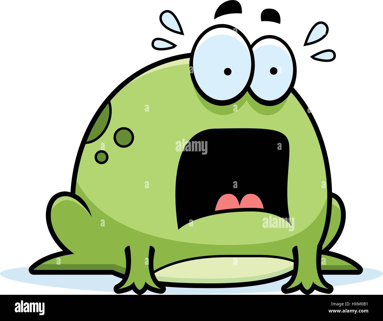 A cartoon illustration of a frog looking scared Stock Vector Image