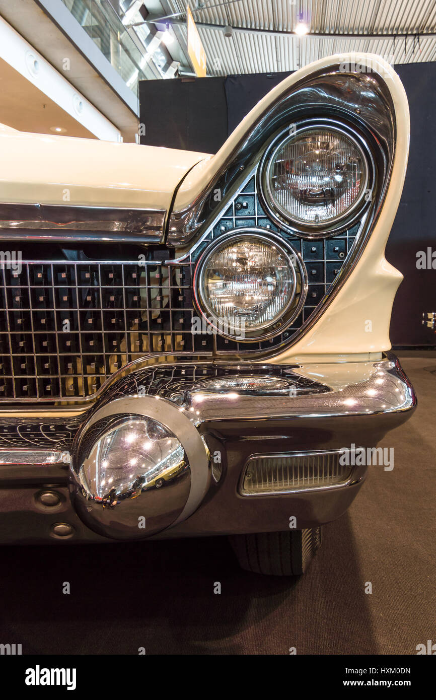 Fragment of personal luxury car Lincoln Continental Mark V convertible, 1960. Europe's greatest classic car exhibition 'RETRO CLASSIC' Stock Photo