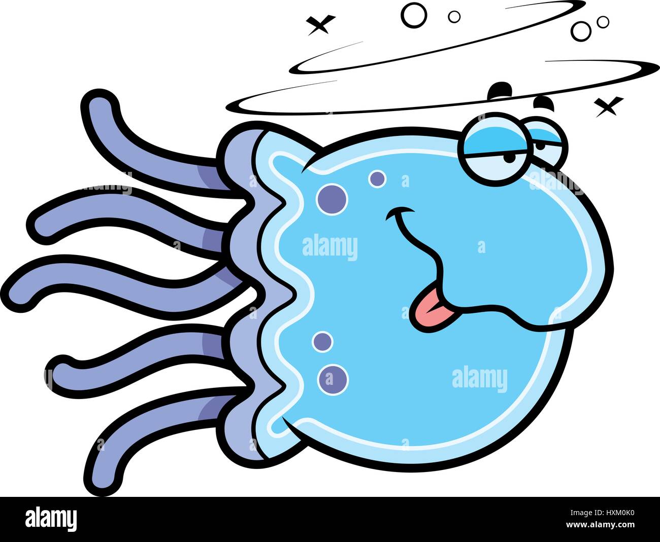 A cartoon illustration of a jellyfish looking drunk Stock Vector Image