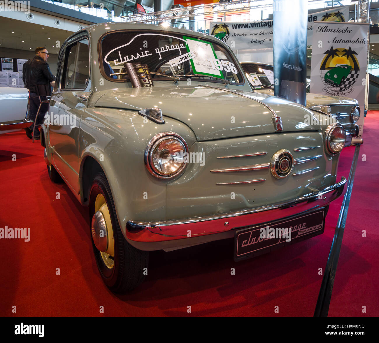STUTTGART, GERMANY - MARCH 02, 2017: City car Fiat 600, 1956. Europe's greatest classic car exhibition 'RETRO CLASSICS' Stock Photo