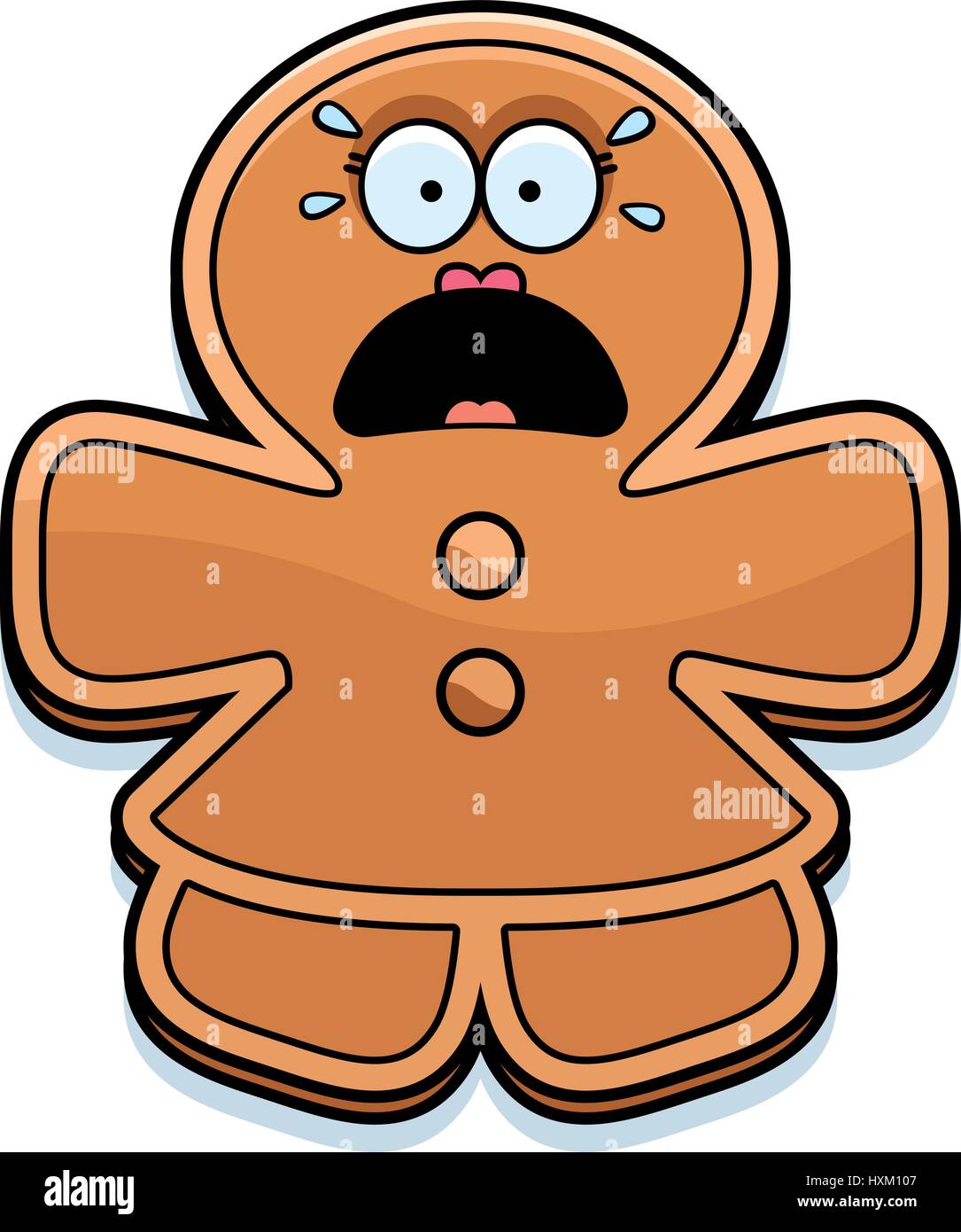 A cartoon illustration of a gingerbread woman looking scared Stock ...