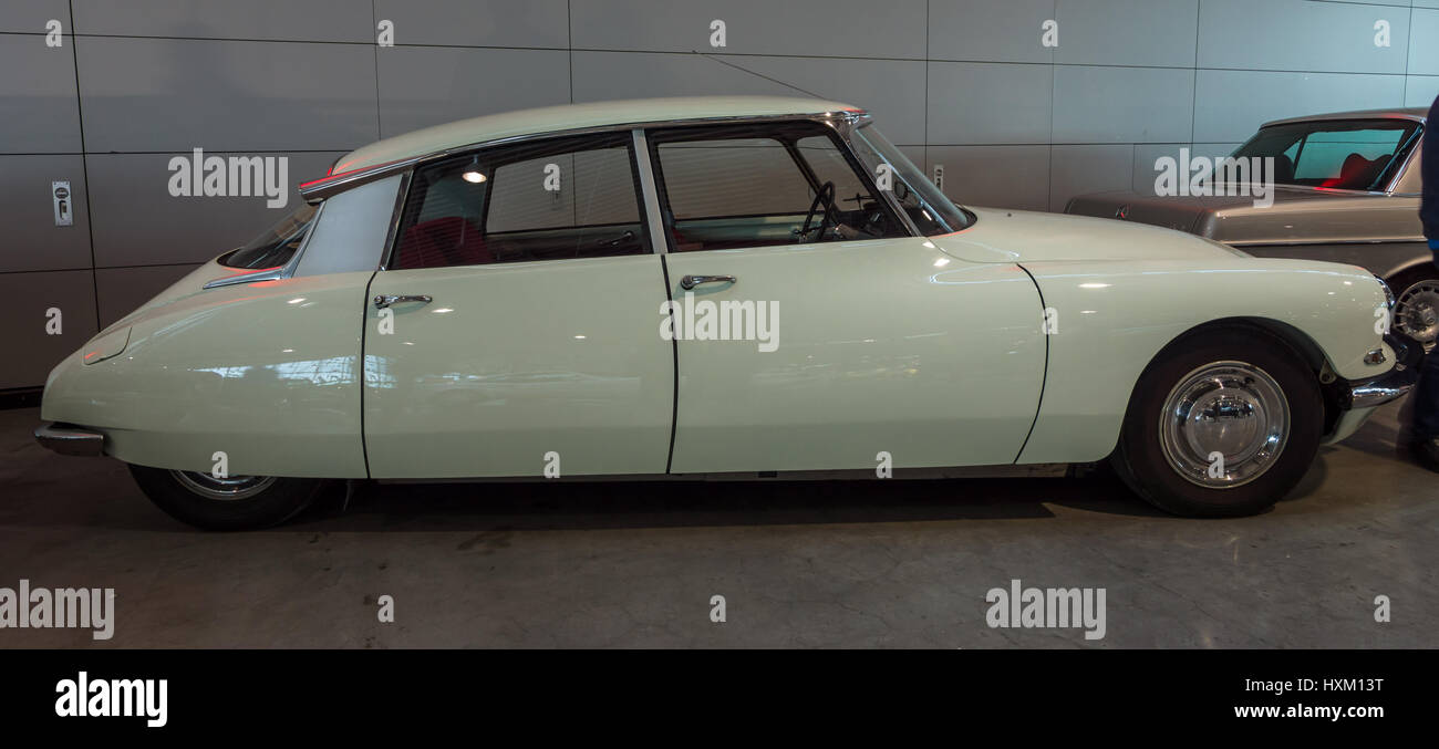 STUTTGART, GERMANY - MARCH 02, 2017: Mid-size luxury car Citroen DS19, 1967. Europe's greatest classic car exhibition 'RETRO CLASSICS' Stock Photo