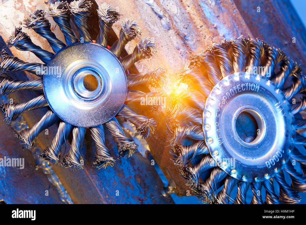 Wire brush for mechanical cleaning of metal Stock Photo Alamy