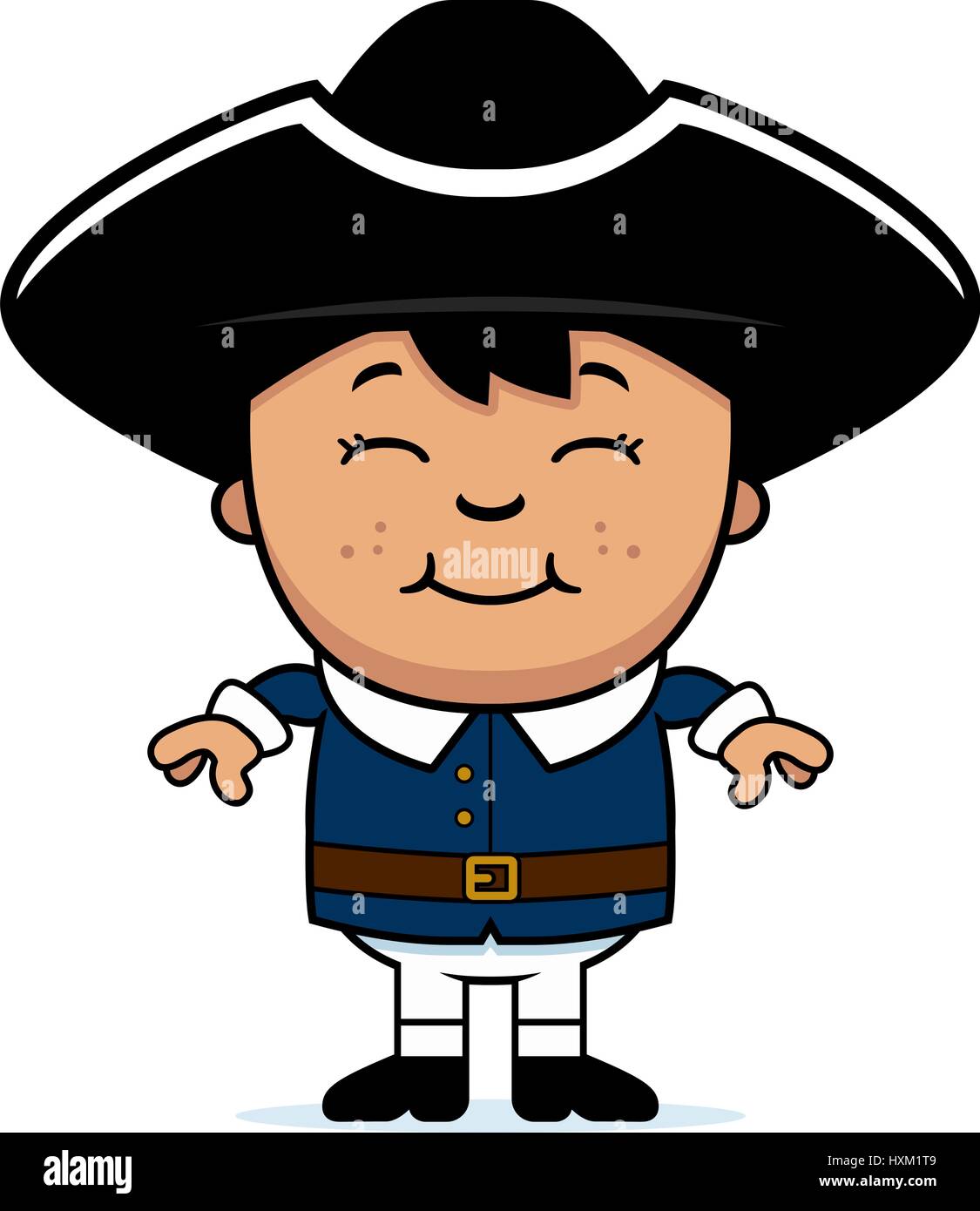 A Cartoon Illustration Of A Colonial Child Standing And Smiling Stock Vector Image Art Alamy