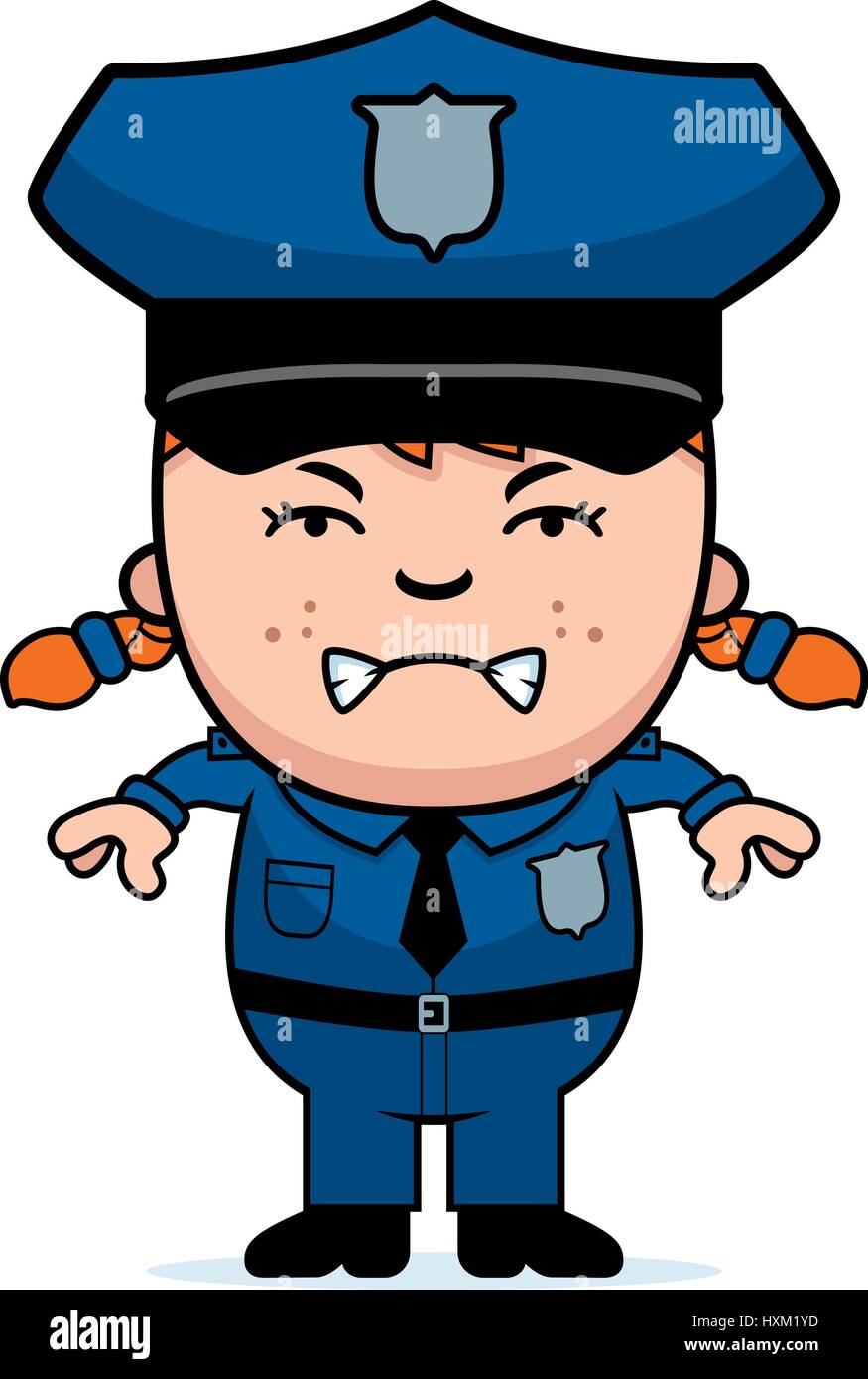 A cartoon illustration of a police officer girl looking angry Stock Vector  Image & Art - Alamy