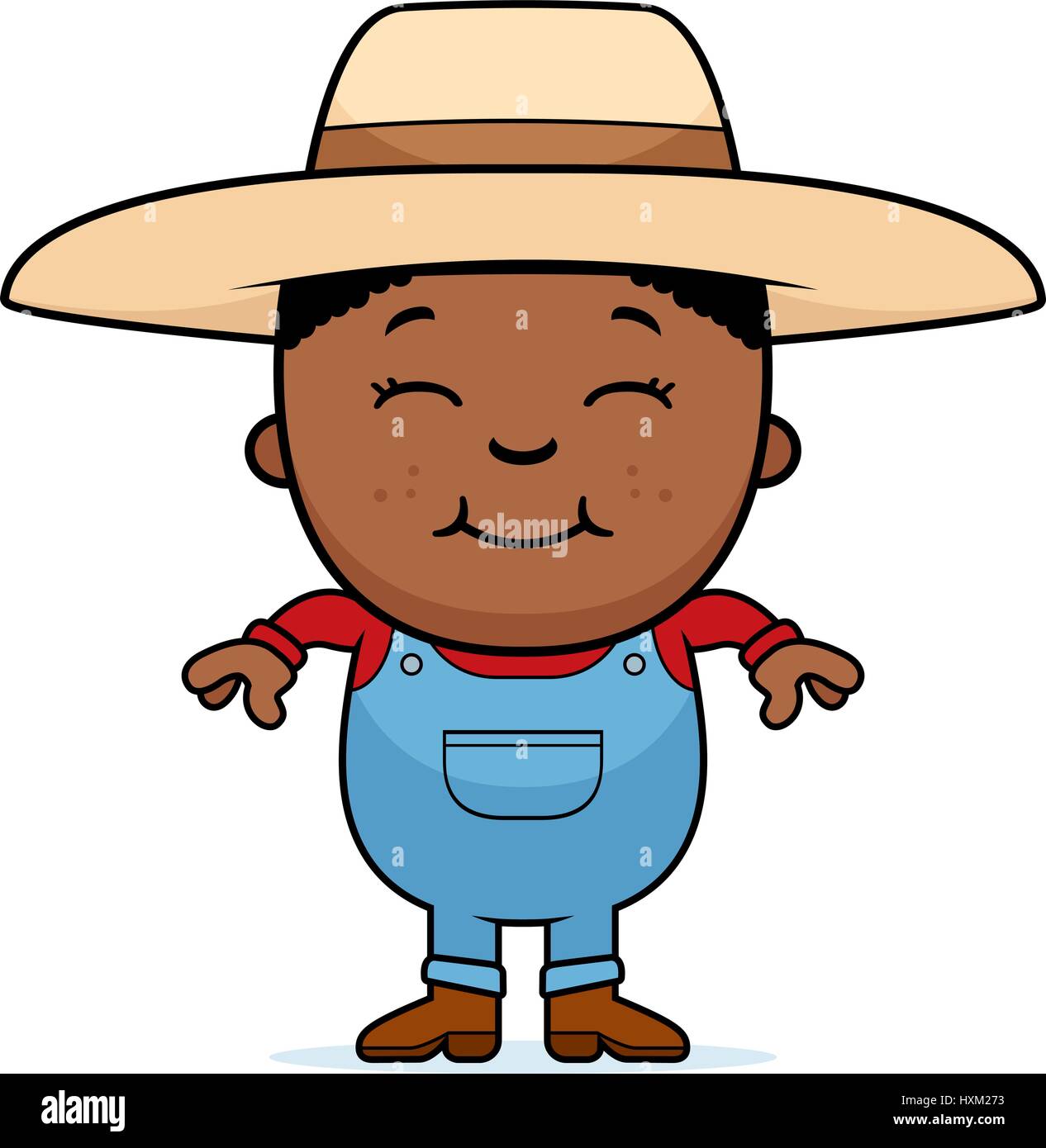 A cartoon illustration of a boy farmer standing and smiling Stock ...