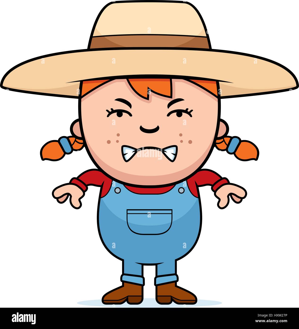 A cartoon illustration of a farmer girl with an angry expression Stock  Vector Image & Art - Alamy