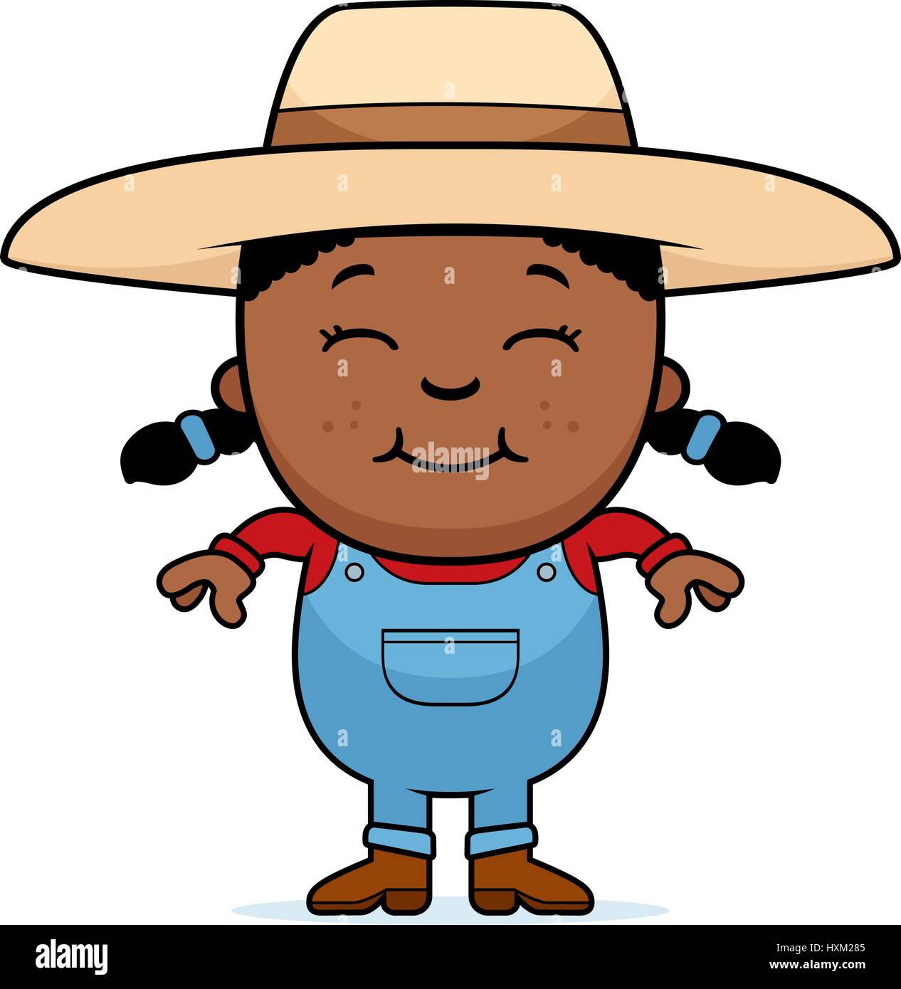A cartoon illustration of a girl farmer standing and smiling Stock ...