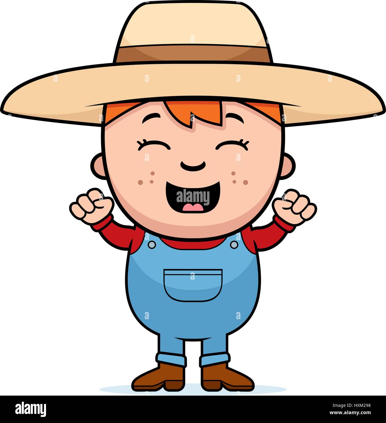 A cartoon illustration of a boy farmer looking excited Stock Vector ...
