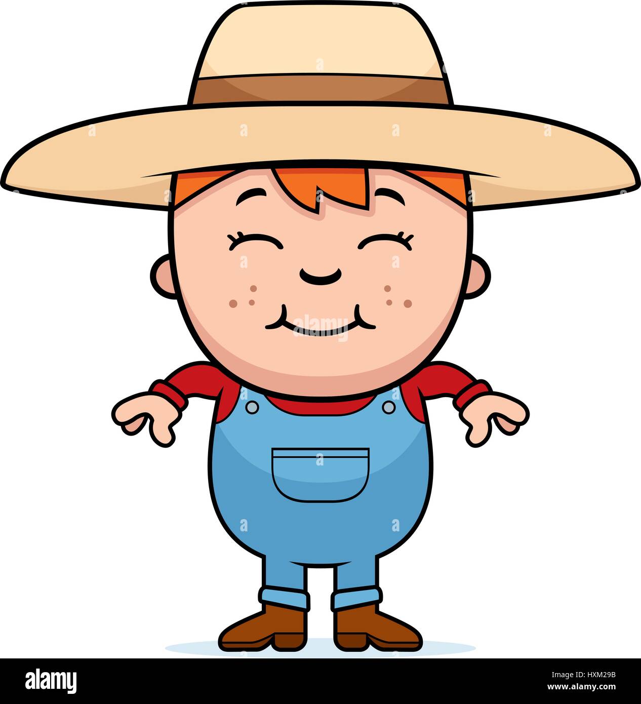 A cartoon illustration of a boy farmer standing and smiling Stock ...