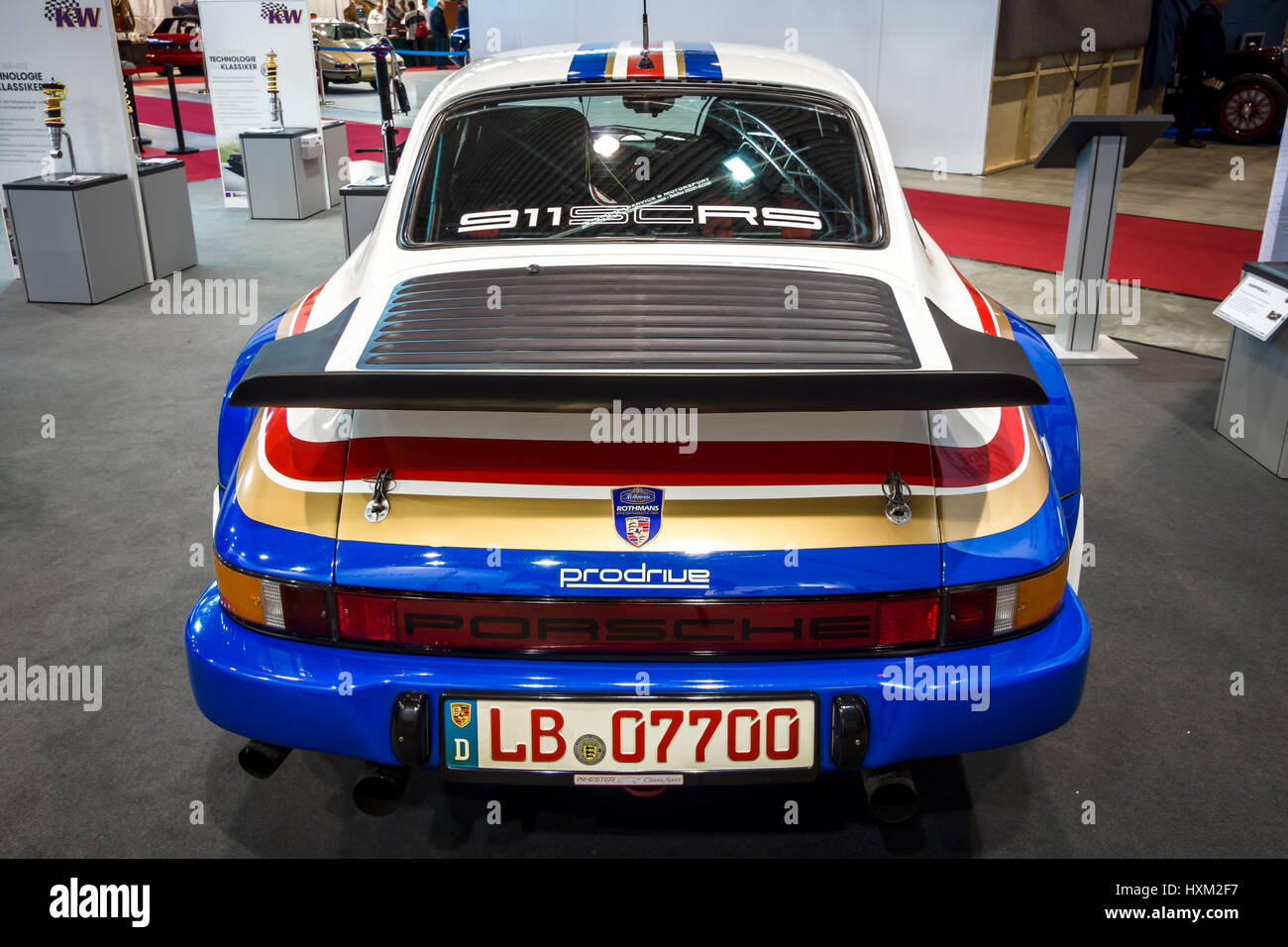 STUTTGART, GERMANY - MARCH 02, 2017: Racing car Porsche 911 by Crossroad Solutions, 1984. Rear view. Europe's greatest classic car exhibition 'RETRO C Stock Photo
