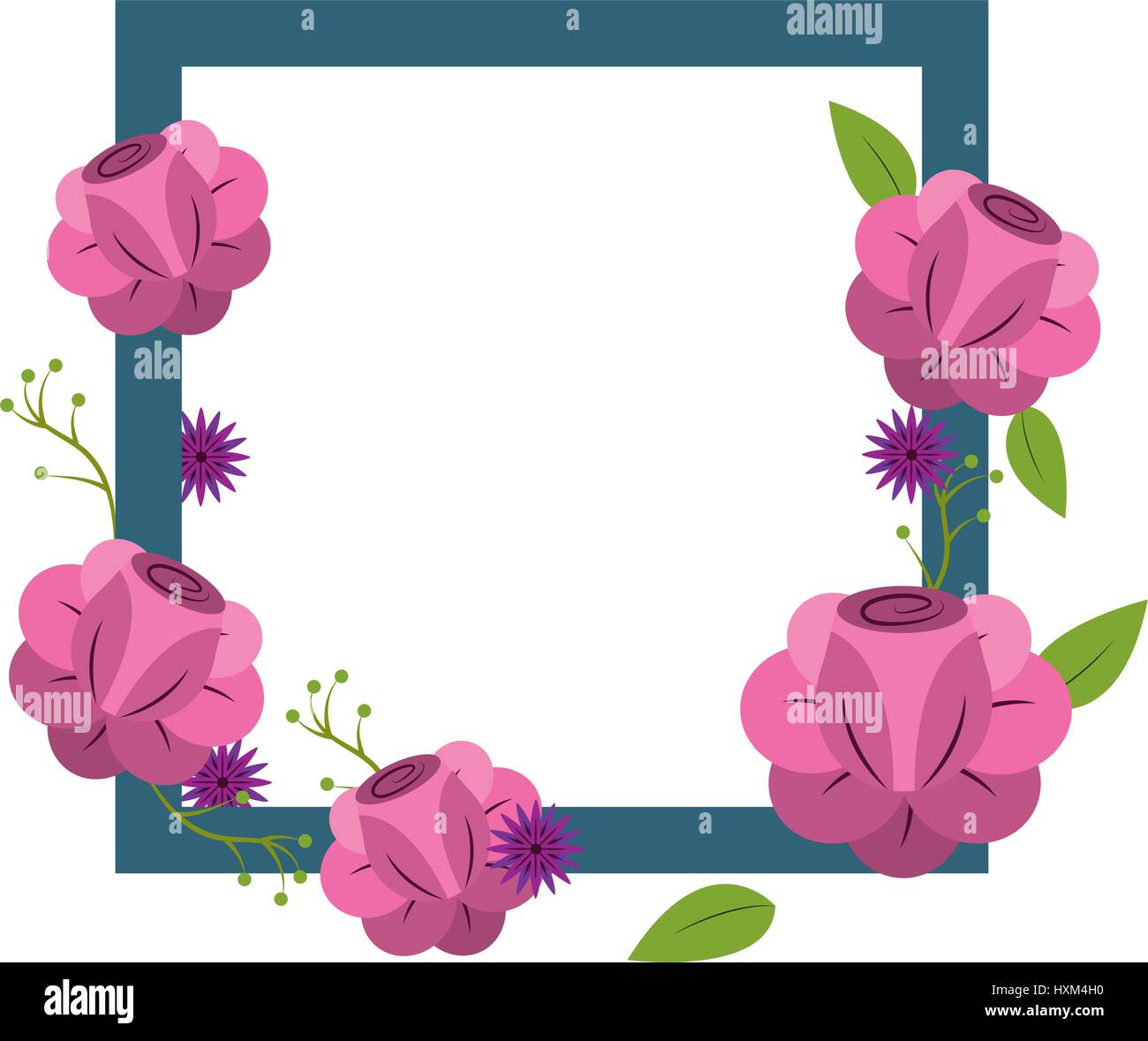 square border with flowers decoration Stock Vector Image & Art - Alamy