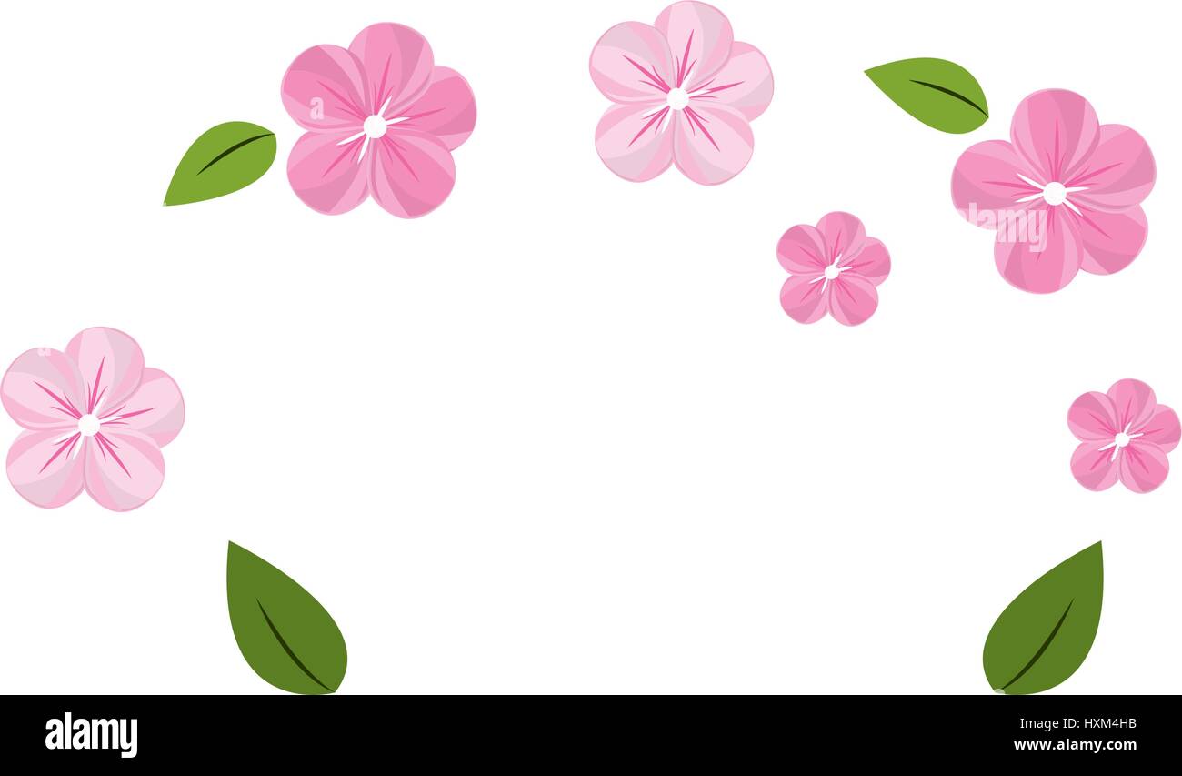 cute flowers with leaves decoration Stock Vector Image & Art - Alamy