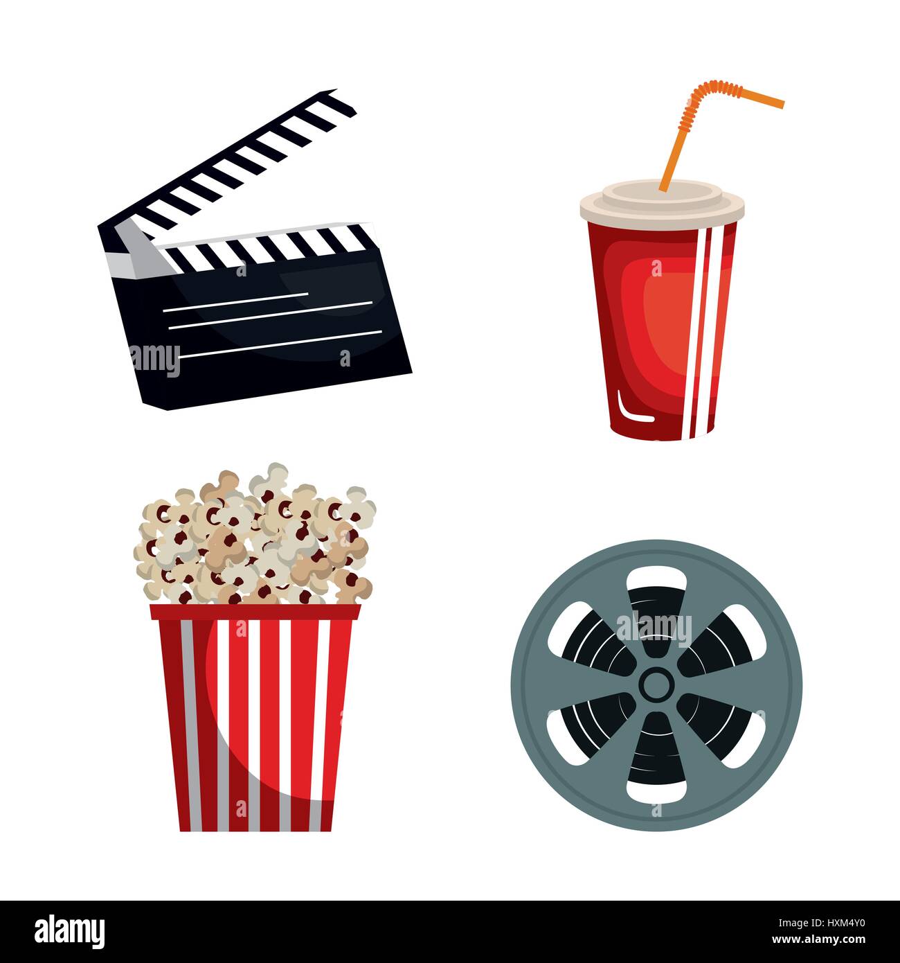 cinema entertainment flat icons Stock Vector Image & Art - Alamy