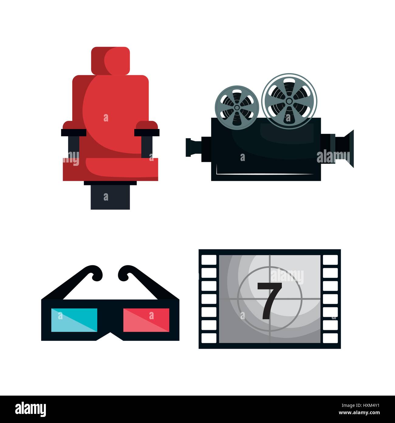 cinema entertainment flat icons Stock Vector Image & Art - Alamy