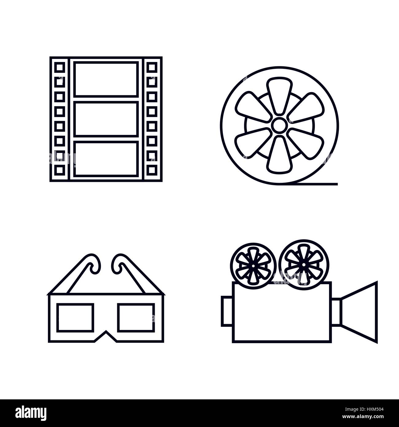 cinema entertainment flat icons Stock Vector Image & Art - Alamy