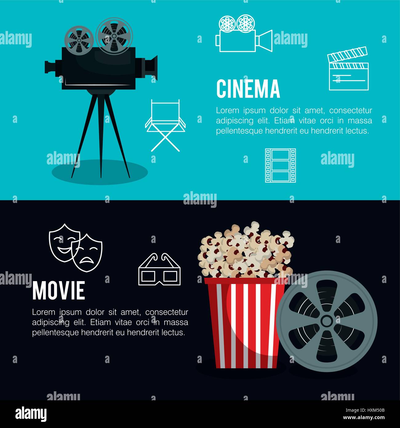 cinema entertainment flat icons Stock Vector Image & Art - Alamy