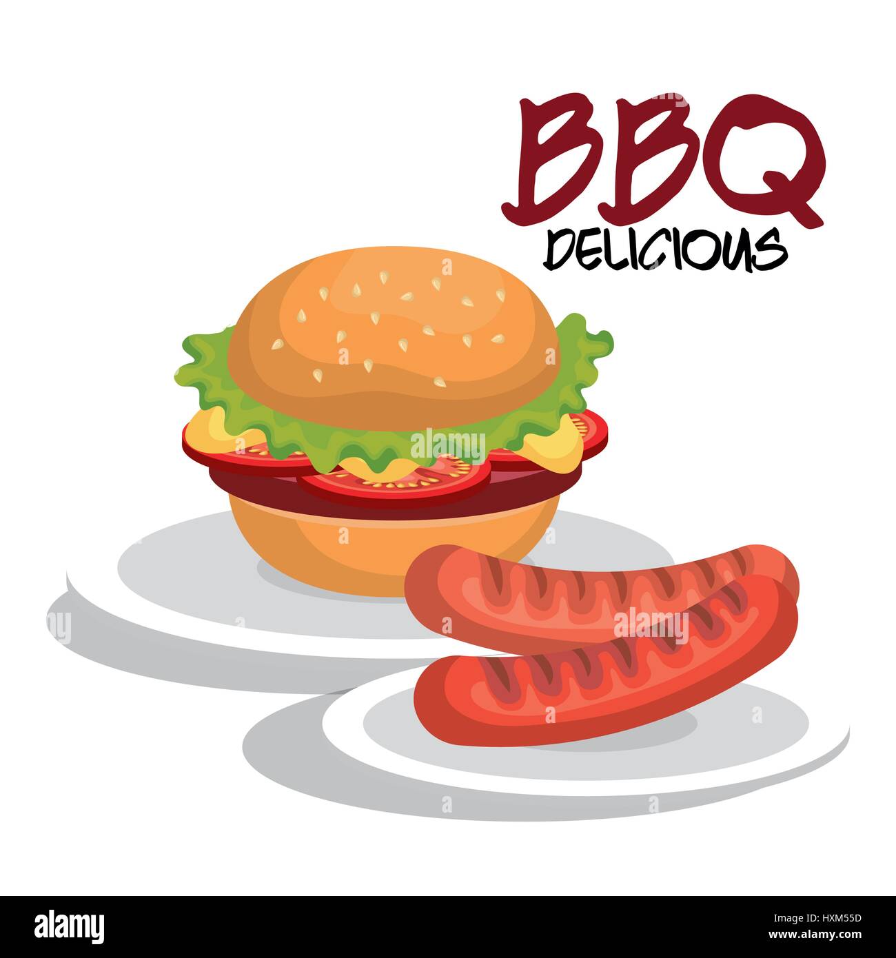 delicious burger and sausages bbq menu Stock Vector Image & Art Alamy
