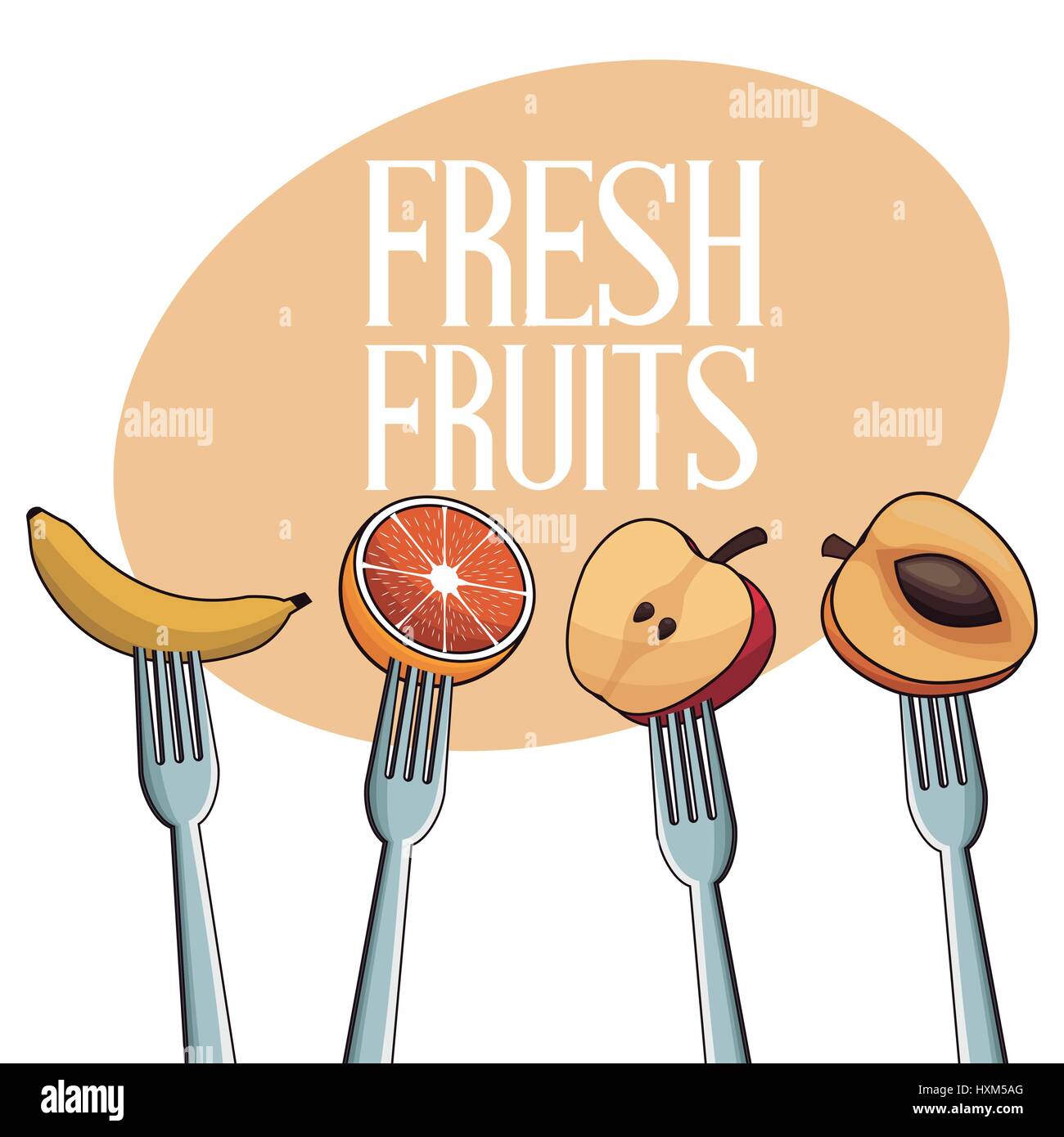 fresh fruits with fork image Stock Vector Image & Art Alamy