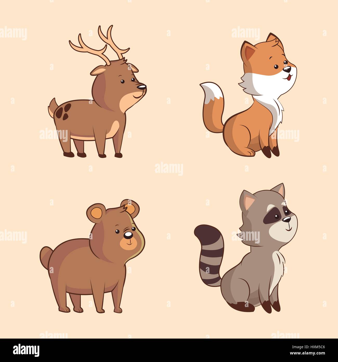 collection cute animal wildlife image Stock Vector Image & Art - Alamy
