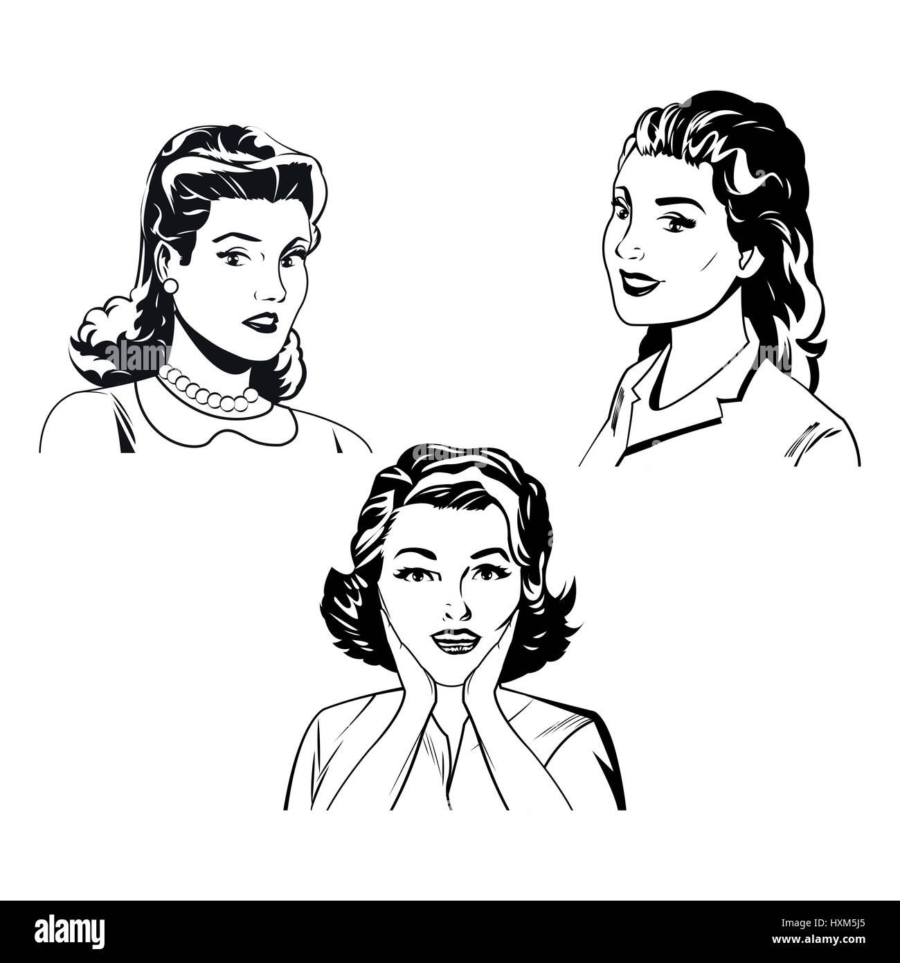 set woman portrait beauty black and white Stock Vector Image & Art Alamy