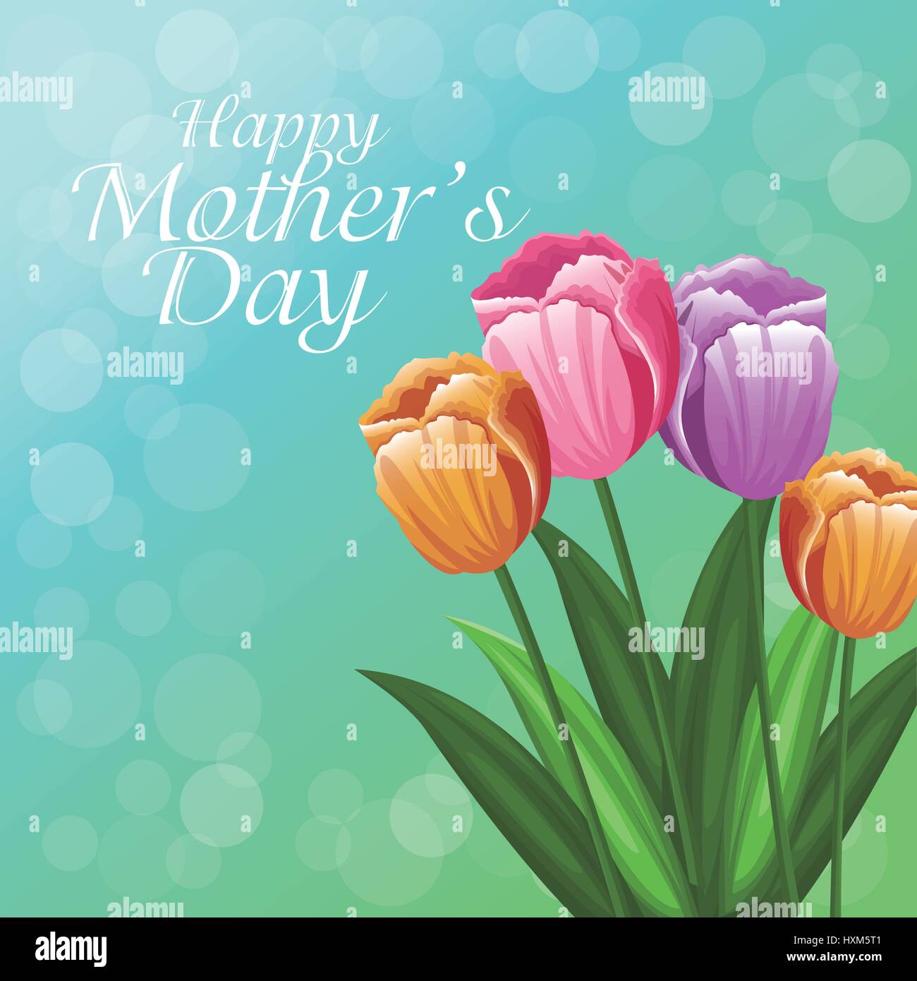 happy mothers day greeting card beautiful flowers Stock Vector ...