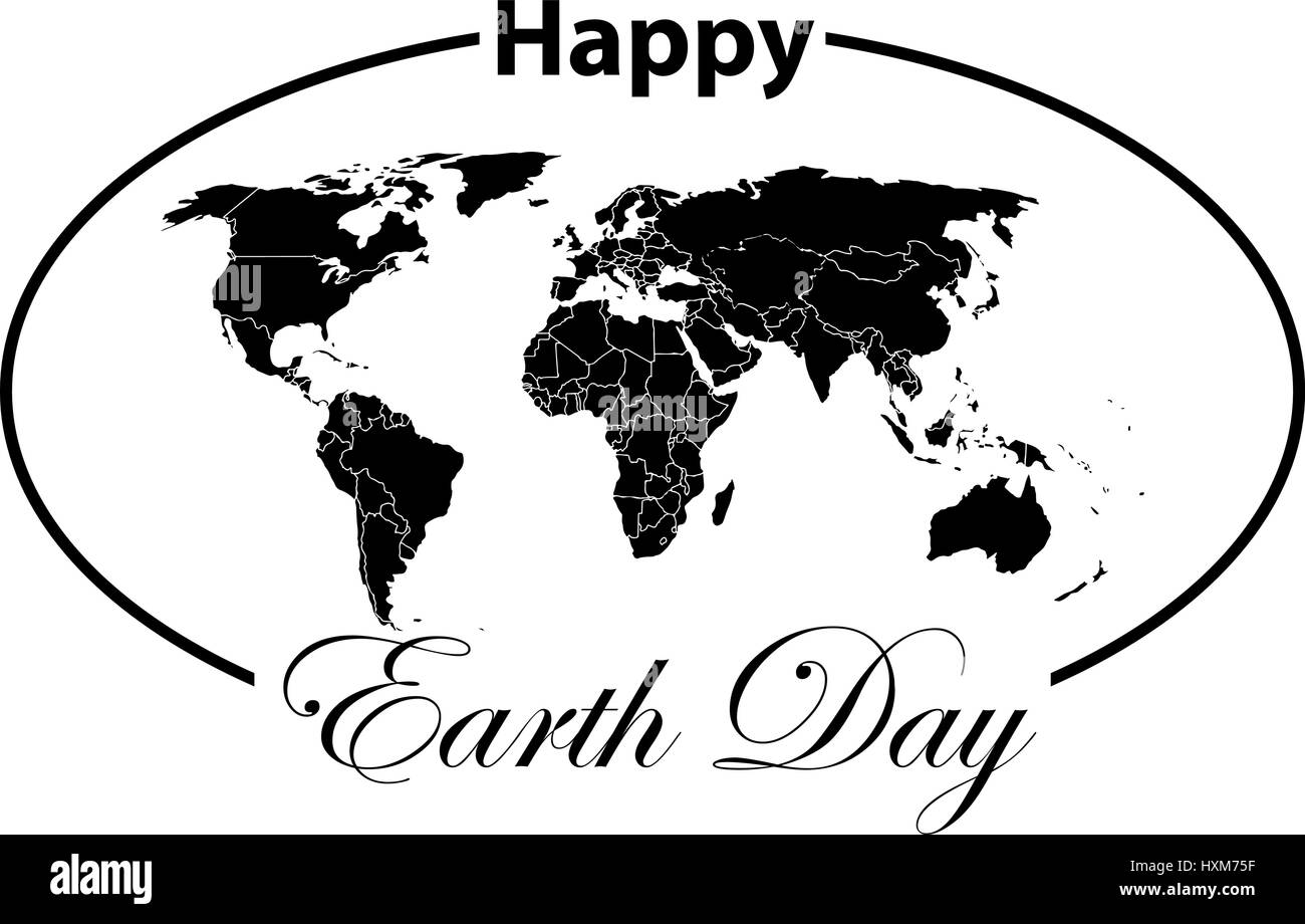 Earth day holiday poster with shadow on white background Stock Vector