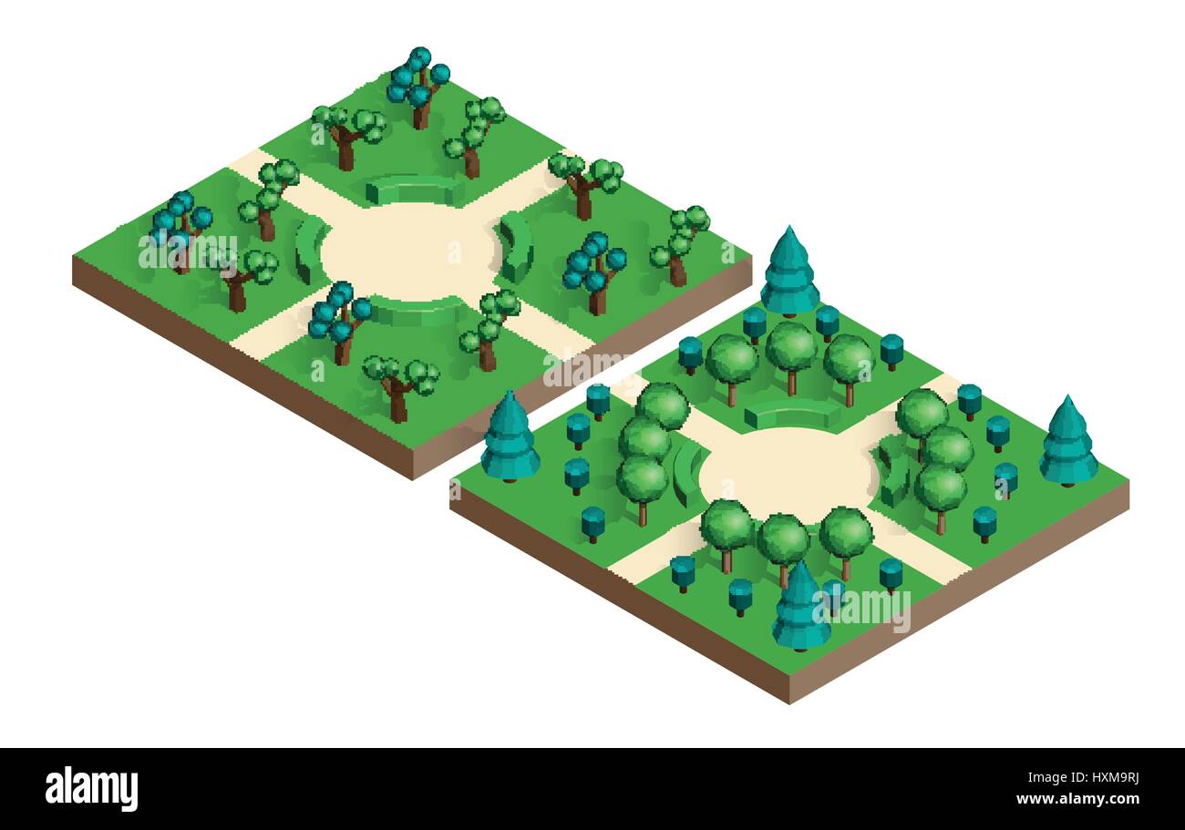 Isometric view projection summer landscape Stock Vector Image & Art - Alamy
