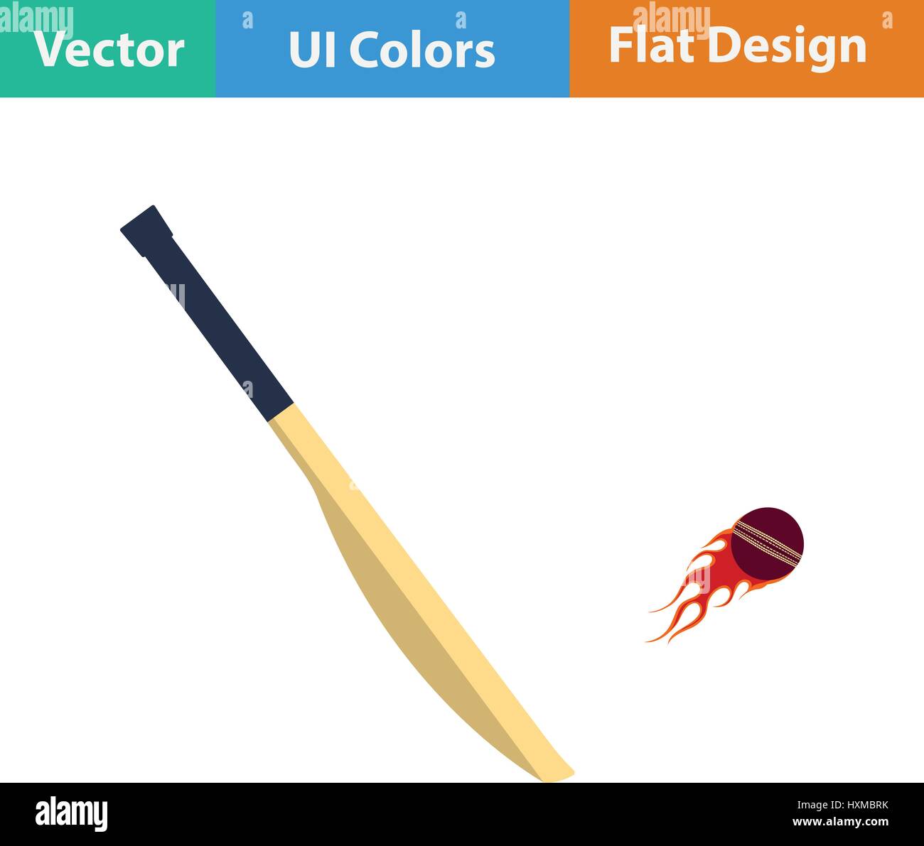 Cricket bat icon. Flat design. Vector illustration. Stock Vector