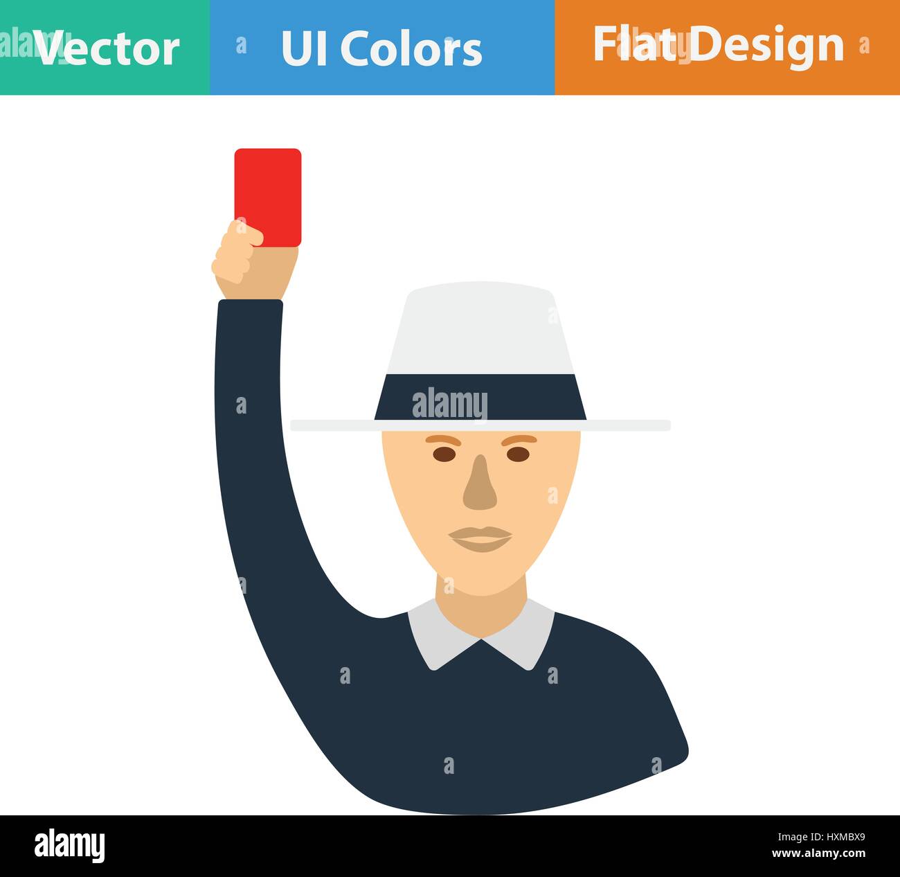 Cricket umpire with hand holding card icon. Flat design. Vector illustration. Stock Vector