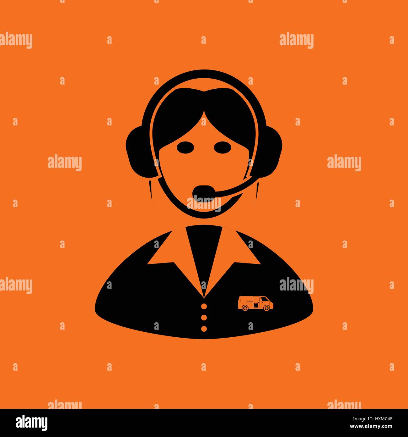 Logistic dispatcher consultant icon. Orange background with black ...