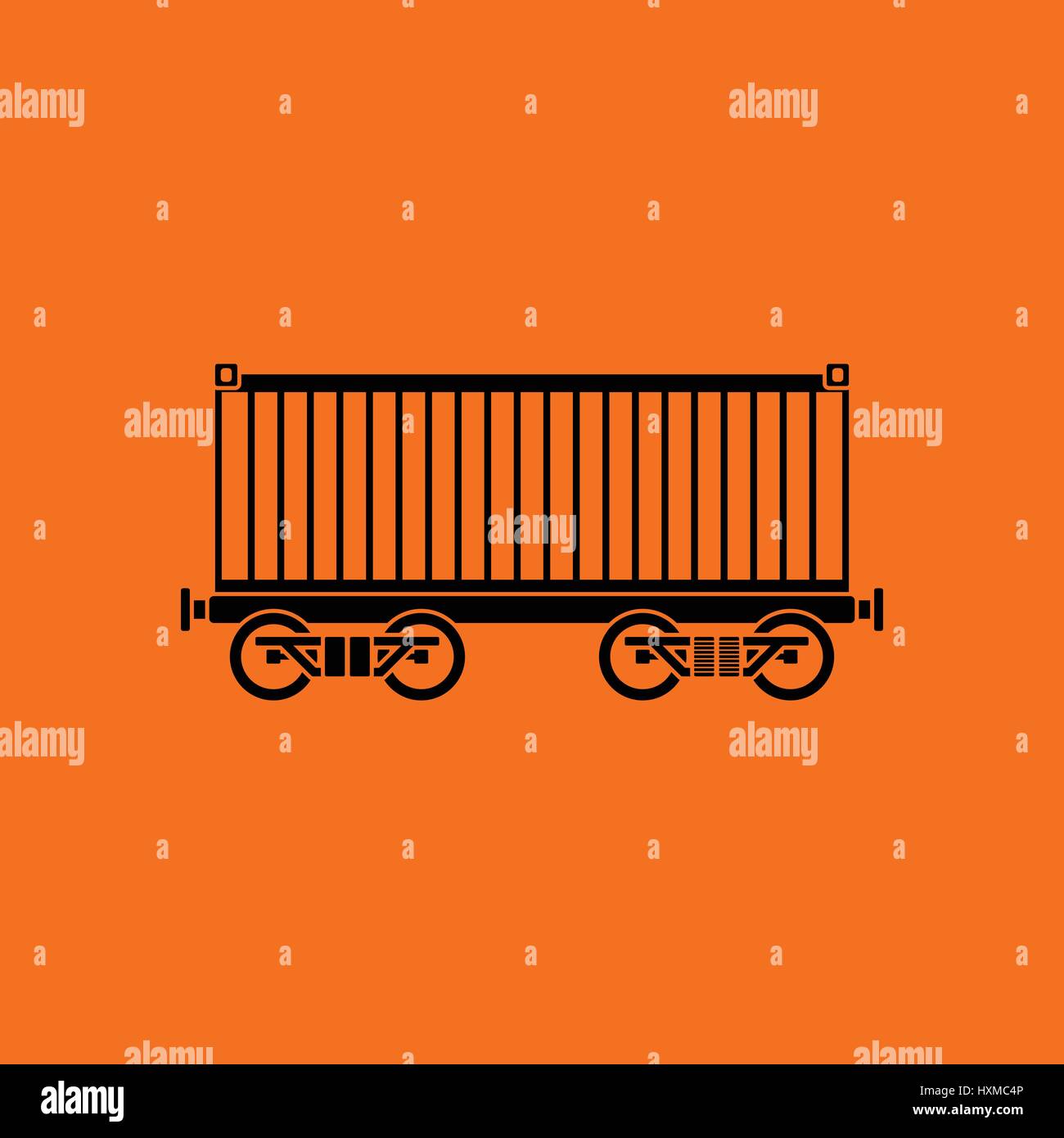 Railway cargo container icon. Orange background with black. Vector ...