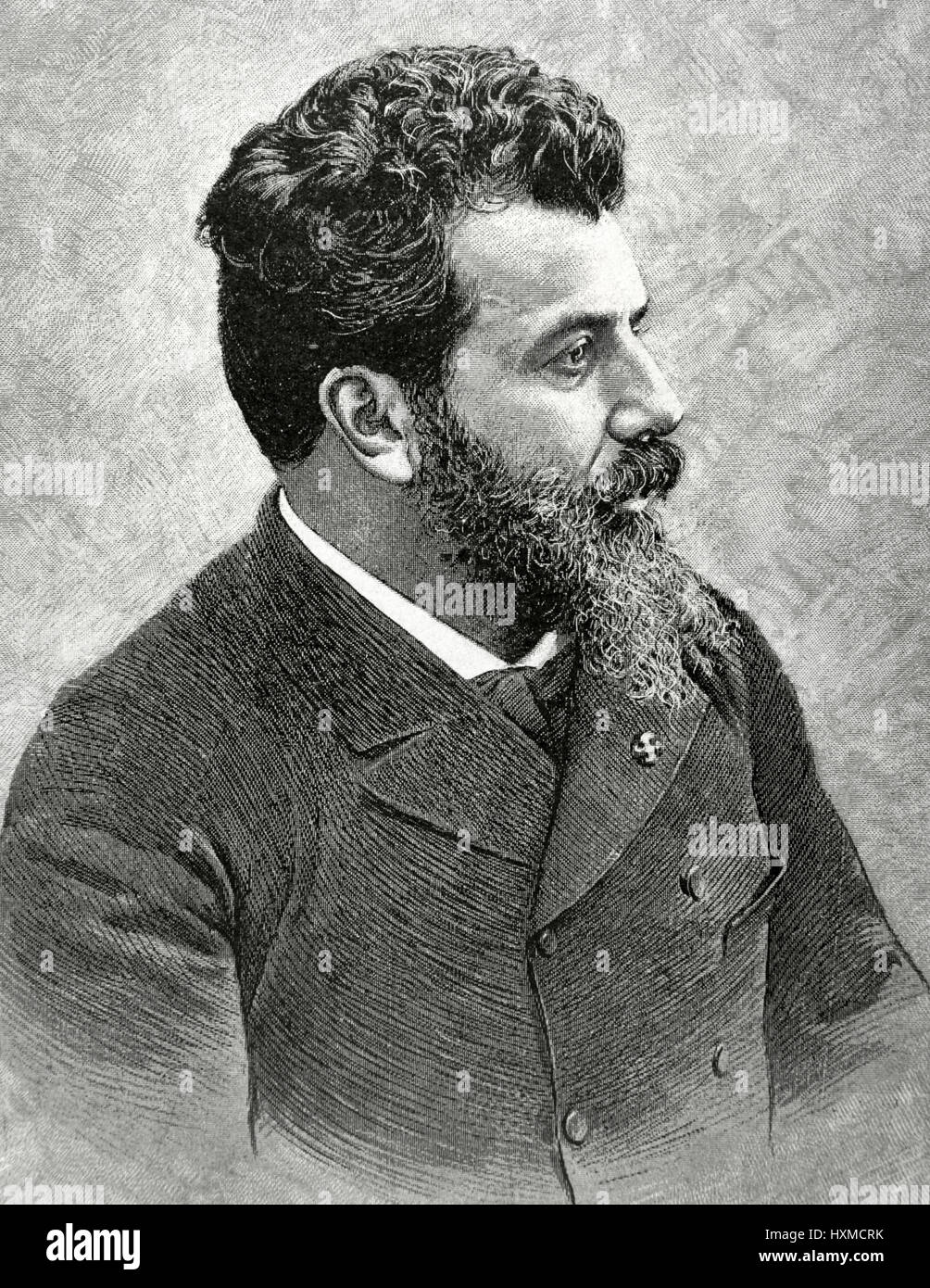 Francisco Domingo Marques (1842-1920). Spanish painter. Eclictic style. Portrait. Engraving. 'La Ilustracion Iberica', 1888. Stock Photo