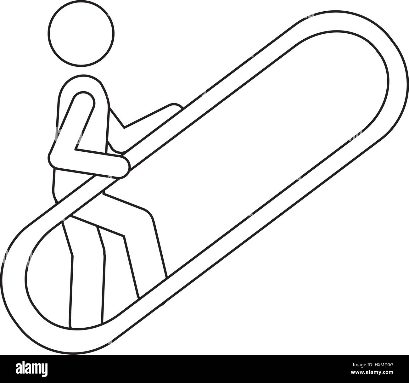 figure person up the escalator icon Stock Vector