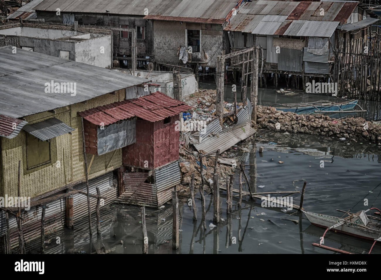 blur philippines house in the slum for poor people concept of poverty ...