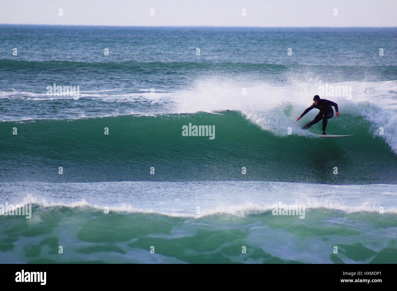 Surfer Surfing Ireland Waves aTLANTIC Stock Photo
