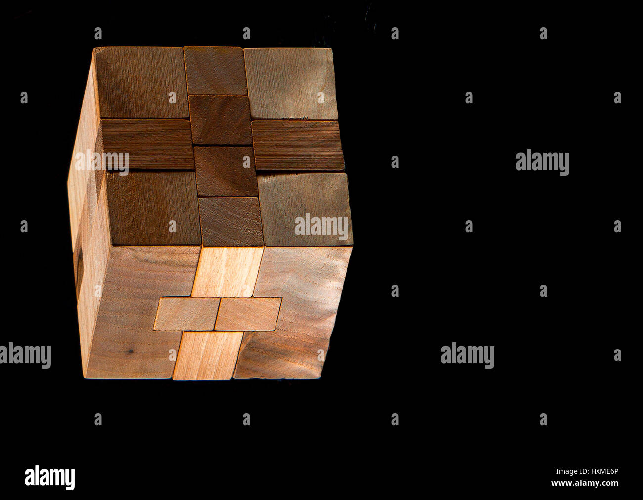 The wooden puzzle game with blocks stock photo alamy