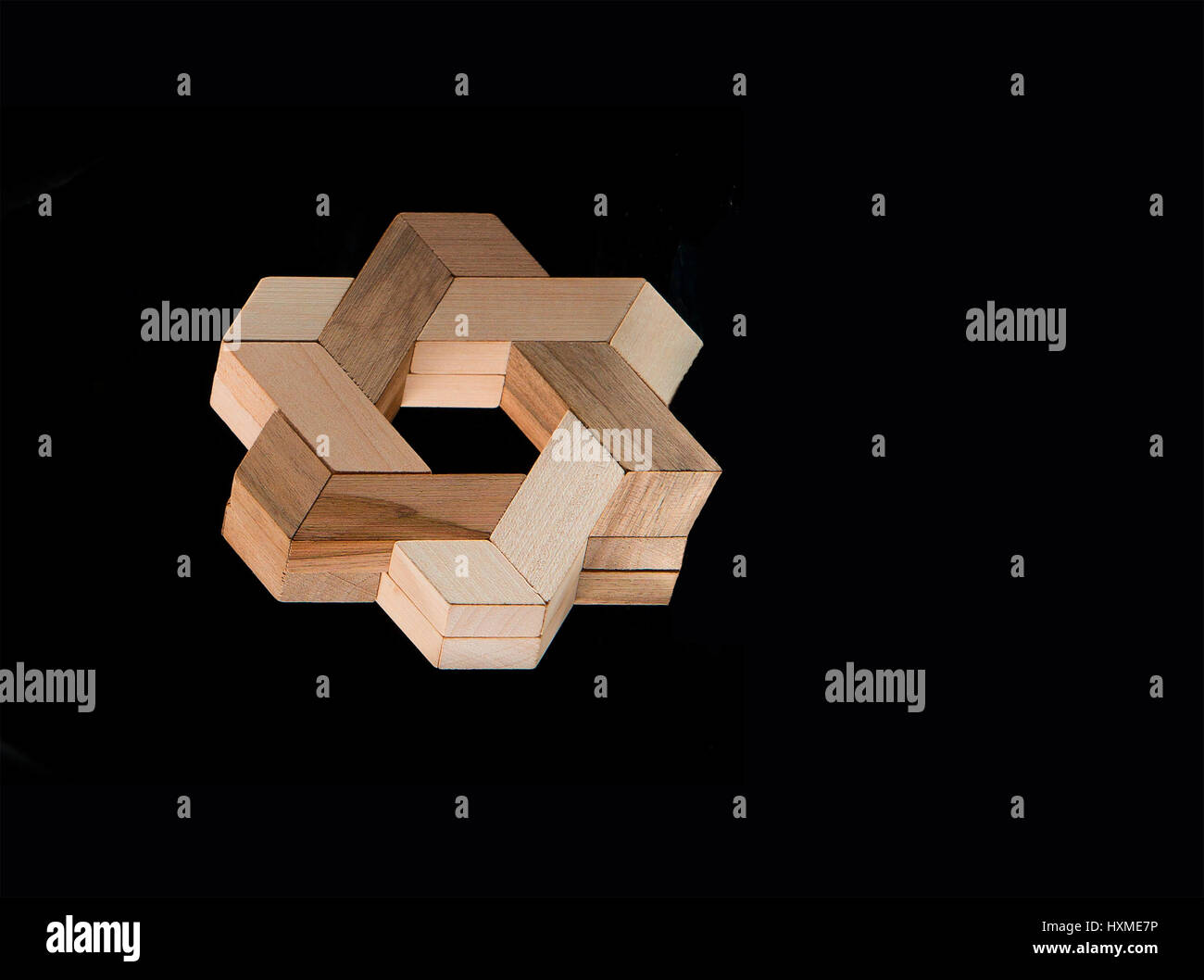The wooden puzzle game with blocks stock photo alamy