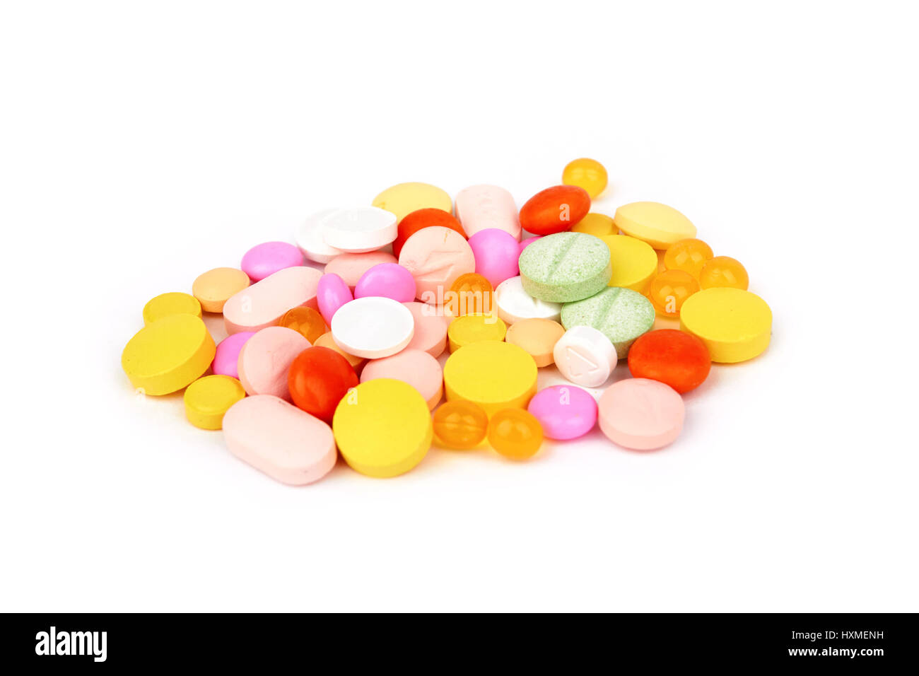 vitamins, pills and tablets on a white background Stock Photo