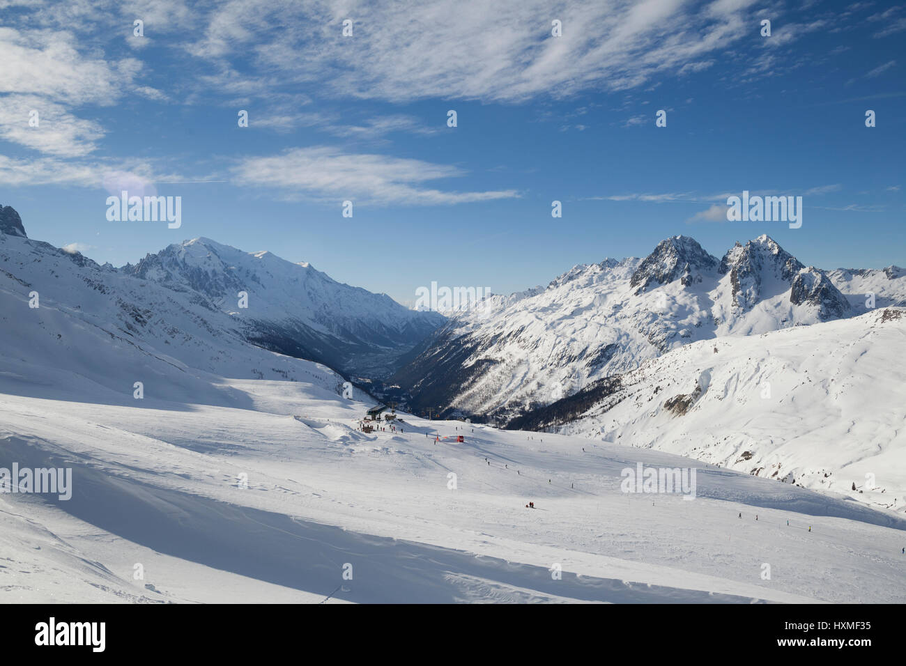 The ski resort of Domaine de Balme in Le Tour outside of Chamonix-Mont-Blanc. Stock Photo